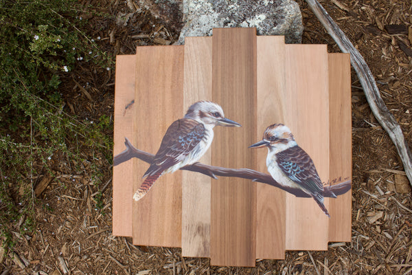 Two Kookaburras on a Branch 70 x 70