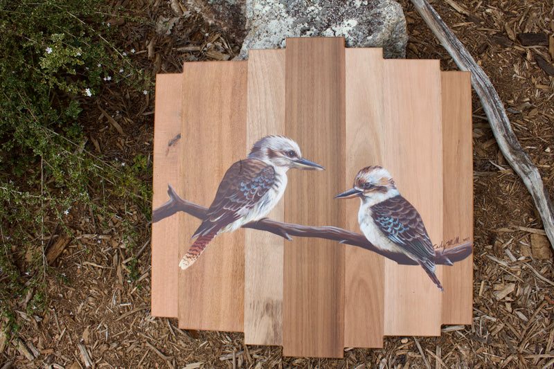 Two Kookaburras on a Branch 70 x 70